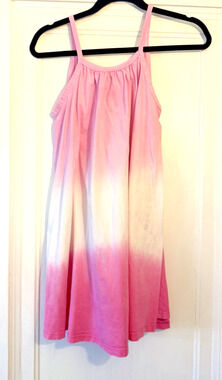 Zara Girls Pink Dip Dyed Cotton Tank Dress Size 11-12